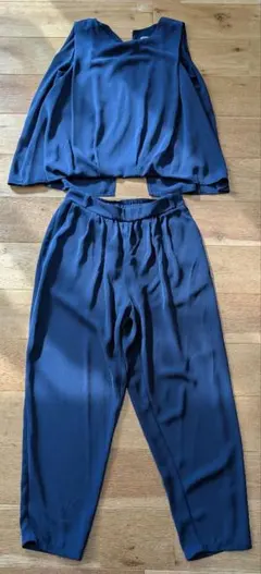 【ナノ・ユニバース】ダークブルー フレアスリーブ セットアップ　ドレス