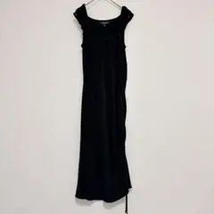 ⭐️美品 RAMPAGE 黒 ロングワンピース【M】スリット 胸元紐で調整 古着