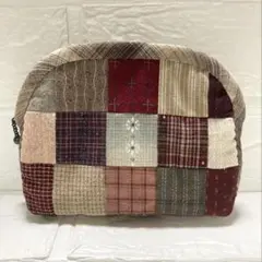 ハンドメイド　先染めパッチワークポーチ