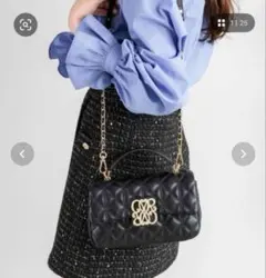 RANDA2WAYモノグラムビジューキルティングバッグ ブラックショルダーバッグ