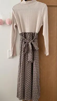 SHEIN XL リブ編み長袖プリントワンピース 未着用