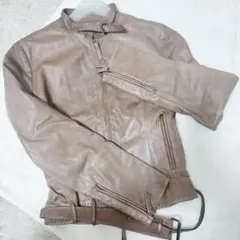 【ERMANNO SCERVINO】ベージュ レザーライダージャケット 2026年最新】ERMANNO SCERVINO レディース レザージャケット