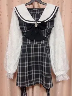 チェック柄セーラーセットアップ
