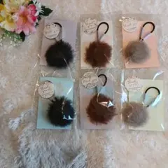 くるみボタンヘアゴム6個セット　no.192