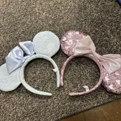 ディズニー カチューシャ 2点セット 水色 ピンク