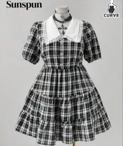 Sunspun チェック柄ミニワンピース 半袖 CURVE