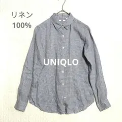 UNIQLO ユニクロ リネン シャツ チェック Sサイズ パープル
