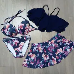 ９号　セパレート水着 3点セット ネイビー 花柄 花柄ネイビーセパレート水着 スイートフラワー9号 - メルカリ