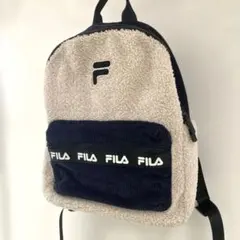FILA ボア コーデュロイ リュック ベージュ×ブラックのサムネイル