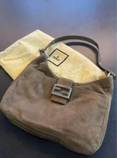 FENDI マンマバケット ハンドバッグ コーデュロイ シルバー金具 FENDI フェンディマンマバケット コーデュロイ ショルダーバッグ