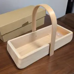 白木　取っ手付き収納バスケット