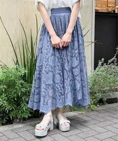 アクシーズファム レースサーキュラースカート ブルー