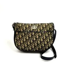 【美品】ディオール　ショルダーバッグ　トロッター　キャンバス　レザー　ネイビー