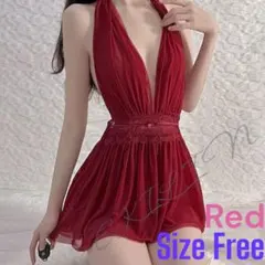 Red◇ ベビードール セクシー ランジェリー 透け感 ワンピース風
