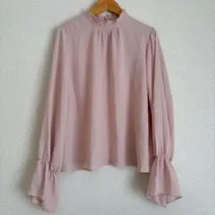 レトロガール　フレアスリーブ、ゆったりとろみカットソー　フリルネック