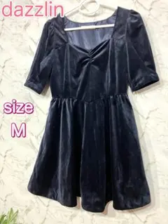 dazzlin 半袖 ベロア ワンピース ドレス 濃紺 M