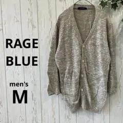 RAGEBLUE メンズ　カーディガン　M 綿混　麻混