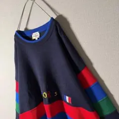 人気★CASTELBAJAC ニット 太ボーダー センターロゴ刺繍 XL程度のサムネイル