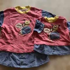 赤とストライプのキャラクターTシャツセット