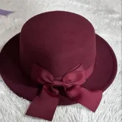 しまみさサンリオコラボ　ボルドーカラー リボン付き ウールハットのサムネイル