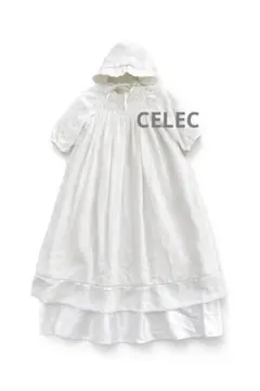 CELECセレクベビードレスセレモニードレスホワイトボンネット帽子付き退院新生児