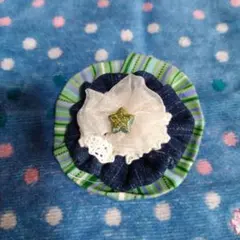 ハンドメイド 布製フラワーブローチ