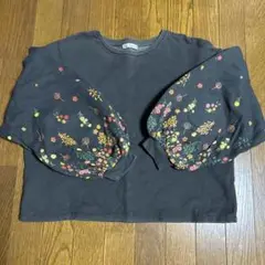 ZARA☆長袖トレーナー 黒 花柄