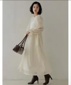 【新品】Re:EDIT フラワージャガードシアーフレアワンピース　オケージョン