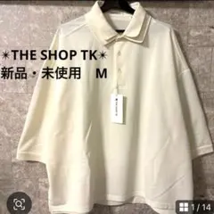 新品！✨THE SHOP TK✨ ◆オーバーサイズダブルポロカラーシャツ　白　Mのサムネイル