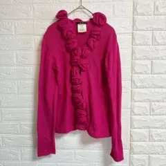 A/T フラワーモチーフ カーディガン ピンク