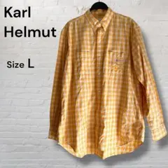 【希少】カールヘルム L チェックシャツ 刺繍ワッペン パッチ オレンジ 日本製