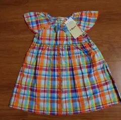 新品タグ付き　ミキハウス　ホットビスケッツワンピース　うさこ　チェック　女の子のサムネイル