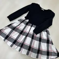 ブランシェス完売品☆黒✖️チェックドッキングワンピース