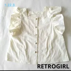【RETROGIRL】フリーサイズ　クリーム系色合い　ブラウストップス