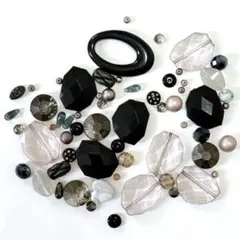 アクリルビーズ　ブラックmix パーツ　まとめ売り　ハンドメイド