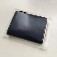 ネイビー レザー 二つ折り財布