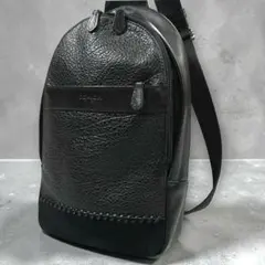 美品 COACH コーチ シボ革 ボディバッグ ショルダーバッグ レザー 黒