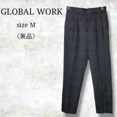 美品✨【グローバルワーク】チェック柄スラックス　ウエストゴム　フランス　M