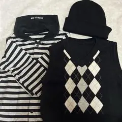 COMMECAISM セーラーロンT・セーターベスト・ニット帽おまけ 80センチ