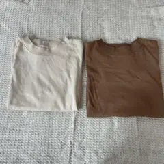 半袖Tシャツ 2枚セット ベージュ ブラウン gu Lサイズ