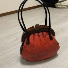 【昭和レトロ】赤い和装用バッグ 合成皮革のサムネイル