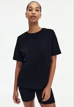 H&M インターロックTシャツ ヘビーウェイト ブラック黒 Sサイズのサムネイル
