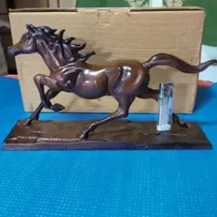 高岡製馬の彫刻 鋳鉄製 台付約32.5cm 宏作