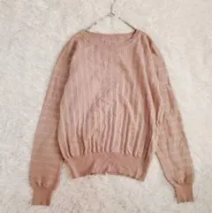 SISVEIL リブ編みニット ベージュ（40）縦ライン ゆったりストレッチ