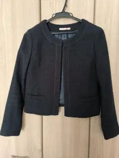 紺 ノーカラージャケット ナチュラルビューティベーシック M