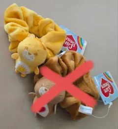 ケアベア　マスコット付きシュシュ　イエロー