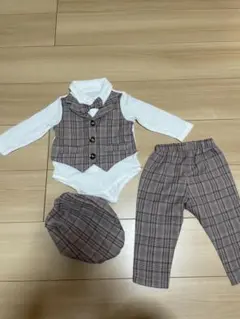 チェック柄 セレモニースーツ 3点セット60~70