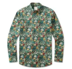 トロピカル 花柄シャツ 長袖 総柄 南国風 ヴィンテージ トップス ユニセックス