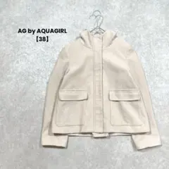 AG by AQUAGIRL/ウールショートコート/38/グレージュ/フード付き