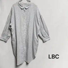 LBC シャツワンピース ストライプ カジュアル 白 オーバーサイズ Mのサムネイル